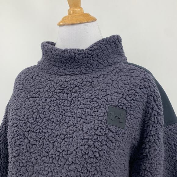 Under Armour Jacket Womens S Small Grey UA Sherpa Fleece Mock Neck Pullover - Picture 3 of 13